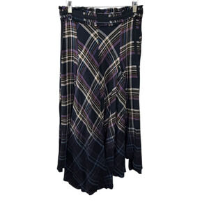 Free People Black Ombre Plaid Long Maxi Skirt 12 Boho Festival Dark Academia